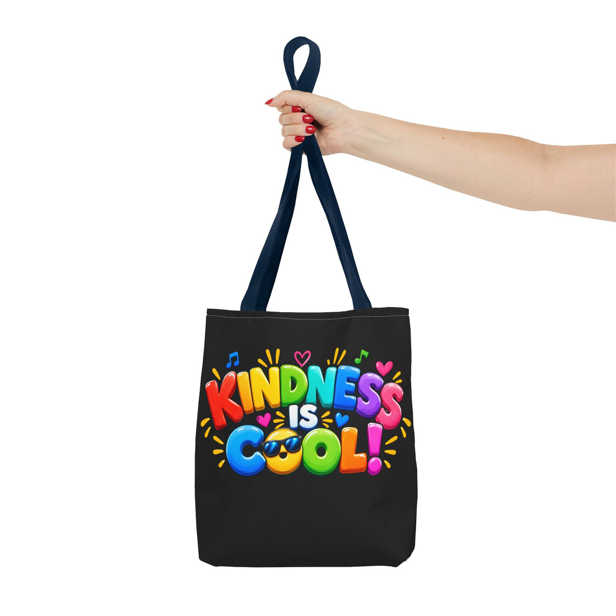 Kindness Is Cool Teacher Tote Bag | Black Tote with Colorful Handles | Teacher Gift