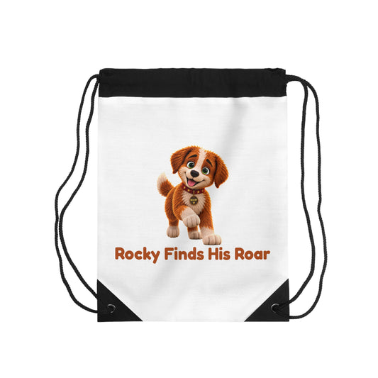 Rocky Finds His Roar Kids Drawstring Book Bag | Rocky the Puppy Backpack