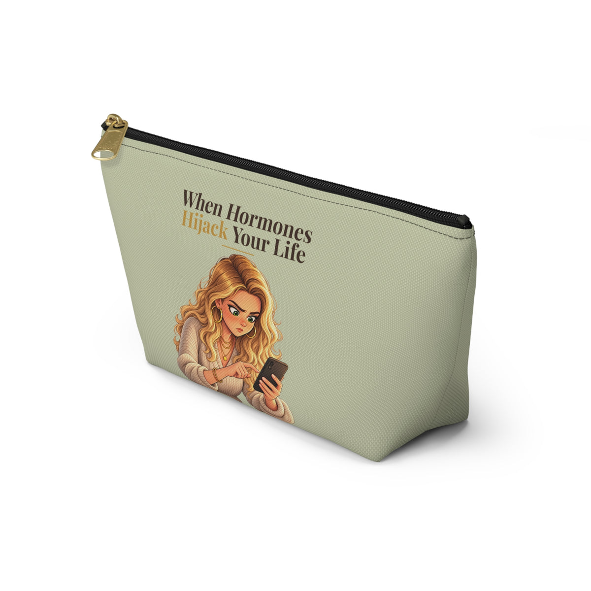When Hormones Hijack Your Life Makeup Pouch | Sage Green | Andra Annette | Pounds to Go