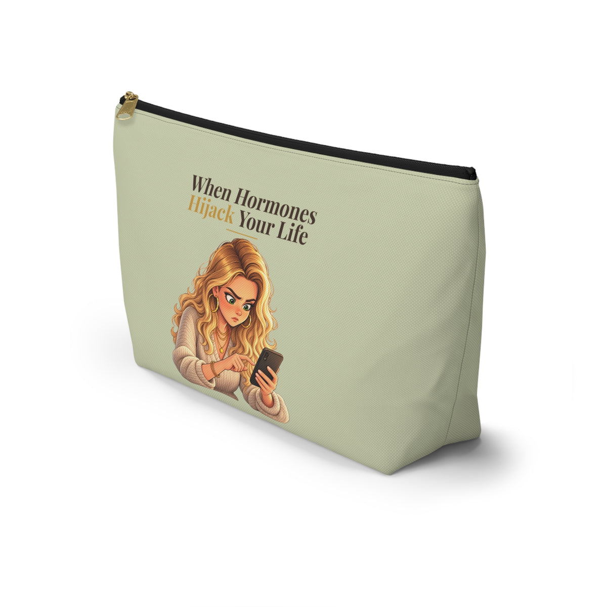 When Hormones Hijack Your Life Makeup Pouch | Sage Green | Andra Annette | Pounds to Go