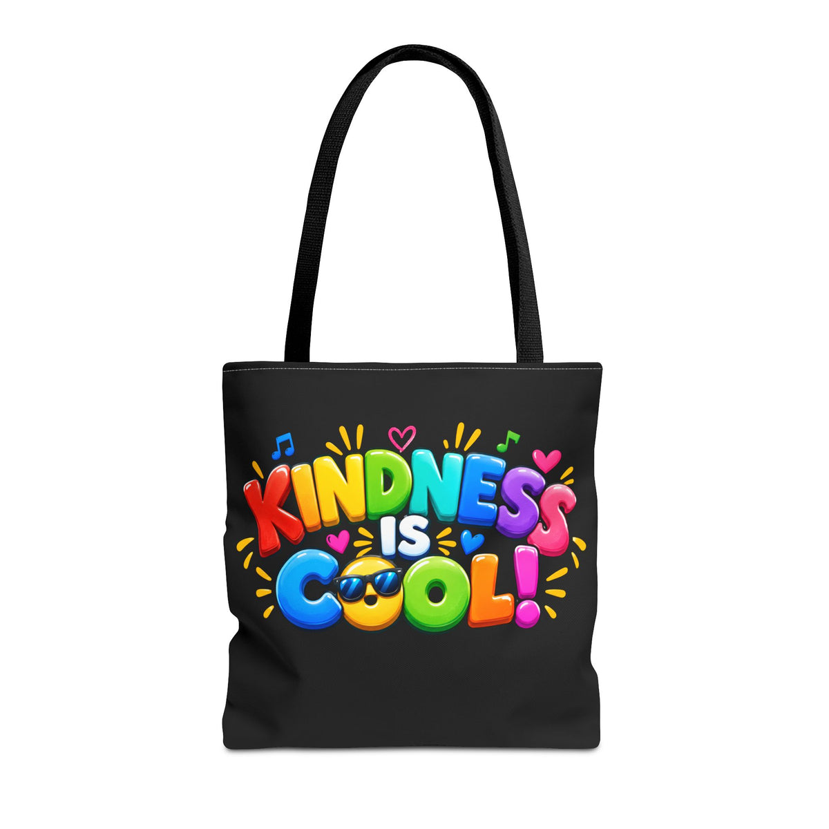 Kindness Is Cool Teacher Tote Bag | Black Tote with Colorful Handles | Teacher Gift