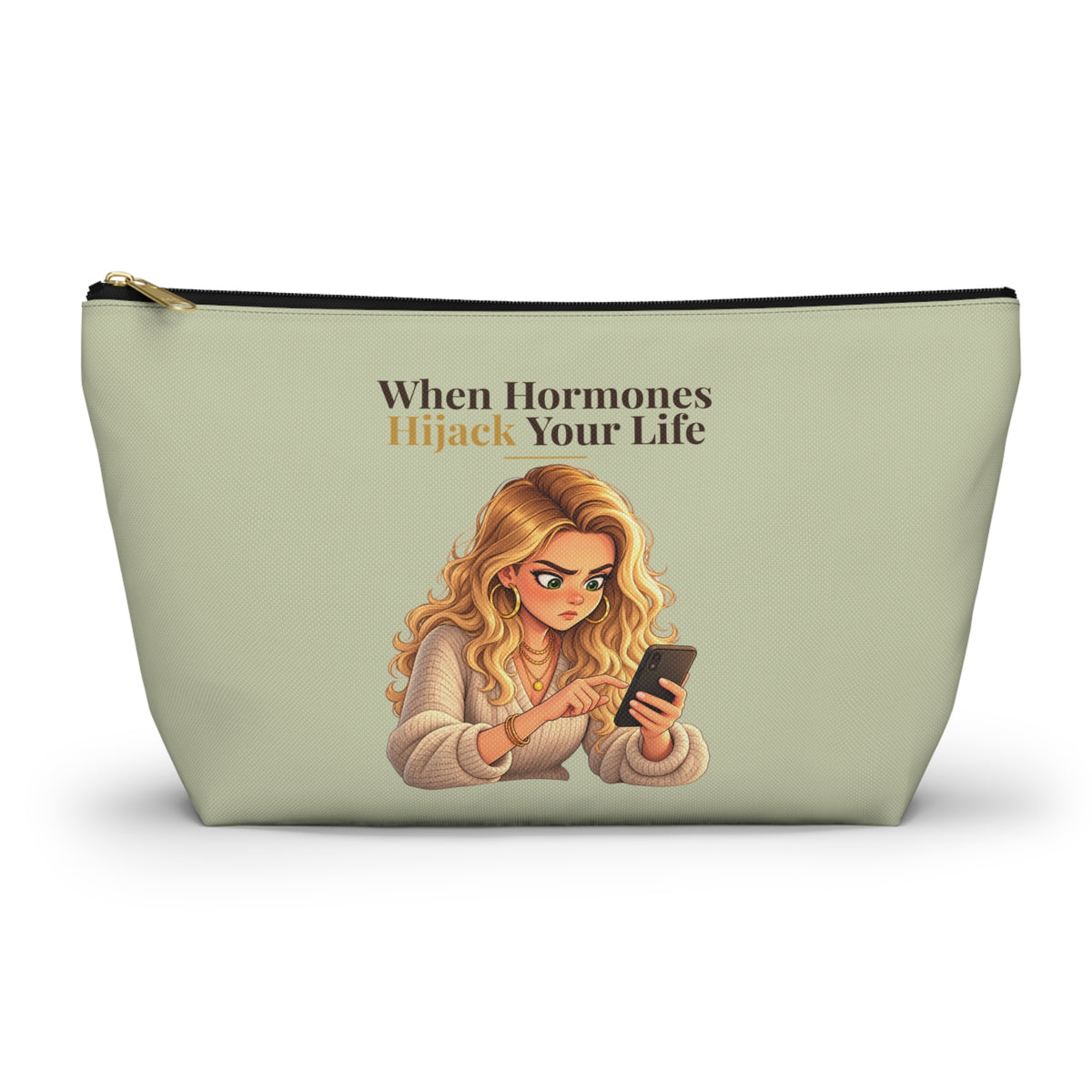 When Hormones Hijack Your Life Makeup Pouch | Sage Green | Andra Annette | Pounds to Go