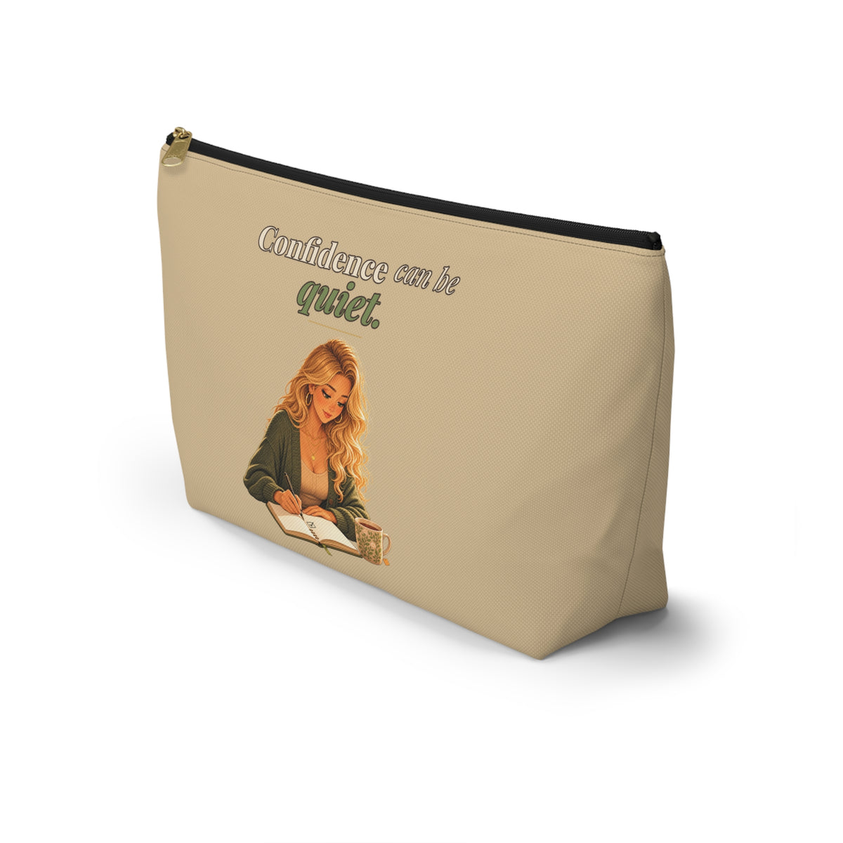 Confidence Can Be Quiet Makeup Pouch | Warm Tan | Andra Annette | Pounds to Go