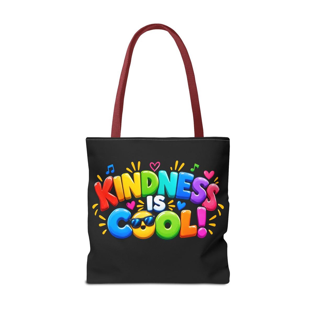 Kindness Is Cool Teacher Tote Bag | Black Tote with Colorful Handles | Teacher Gift