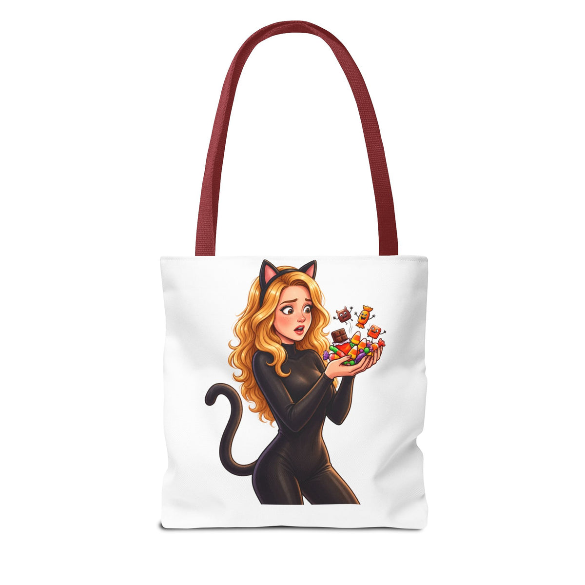 Candy Cat Trick-or-Treat Tote Bag - White | Andra Annette | Pounds to Go