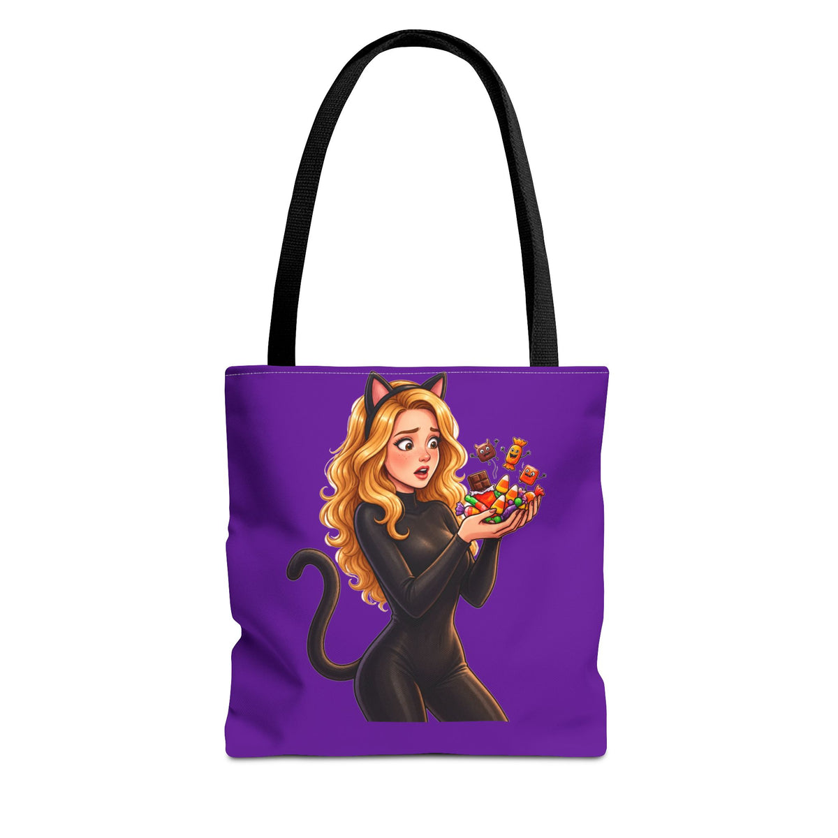 Candy Cat Trick-or-Treat Tote Bag - Purple | Andra Annette | Pounds to Go
