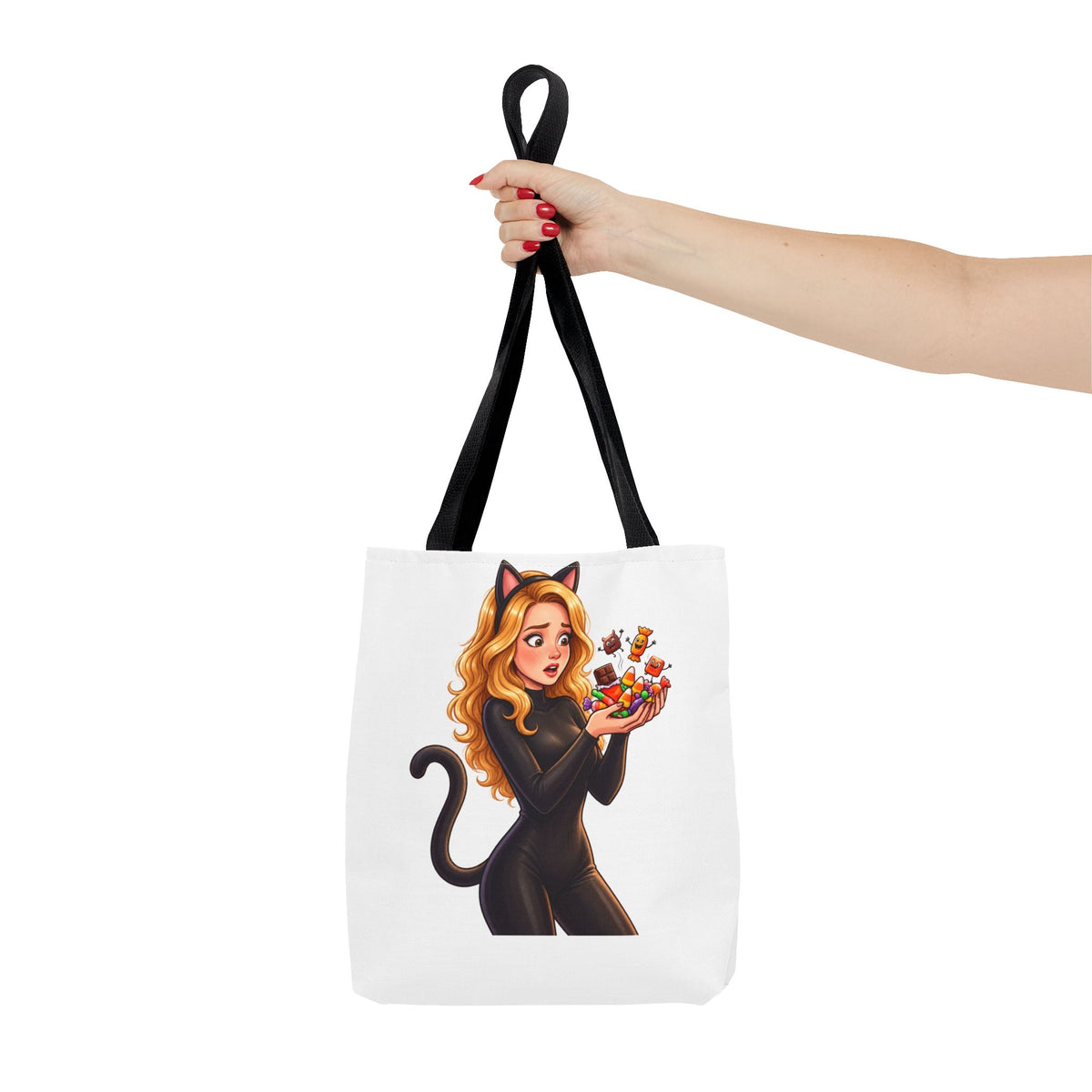 Candy Cat Trick-or-Treat Tote Bag - White | Andra Annette | Pounds to Go