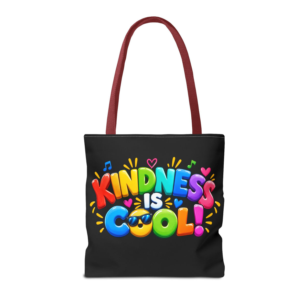 Kindness Is Cool Teacher Tote Bag | Black Tote with Colorful Handles | Teacher Gift