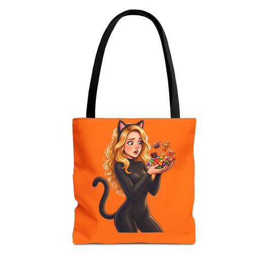 Candy Cat Trick-or-Treat Tote Bag - Pumpkin Orange | Andra Annette | Pounds to Go
