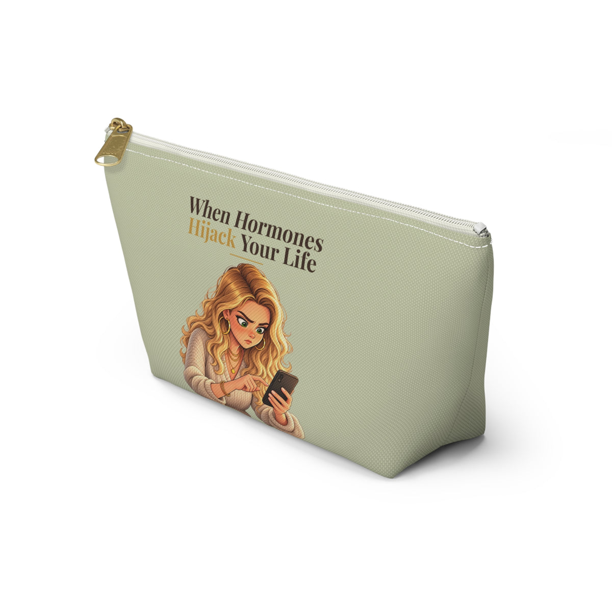 When Hormones Hijack Your Life Makeup Pouch | Sage Green | Andra Annette | Pounds to Go