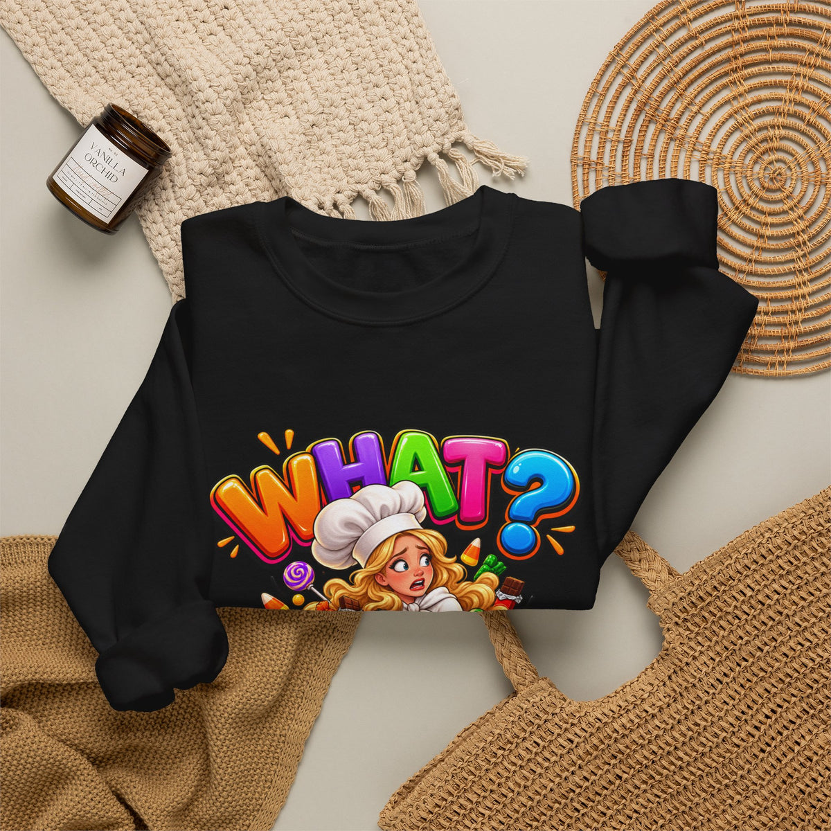 WHAT? Halloween Candy Chef Sweatshirt - Funny Candy Overload Crewneck