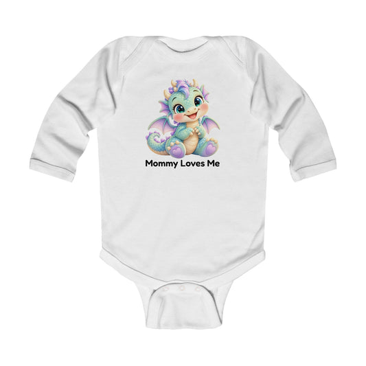 Dazzle Dew Mommy Loves Me Long Sleeve Baby Bodysuit - Cute Baby Dragon Onesie