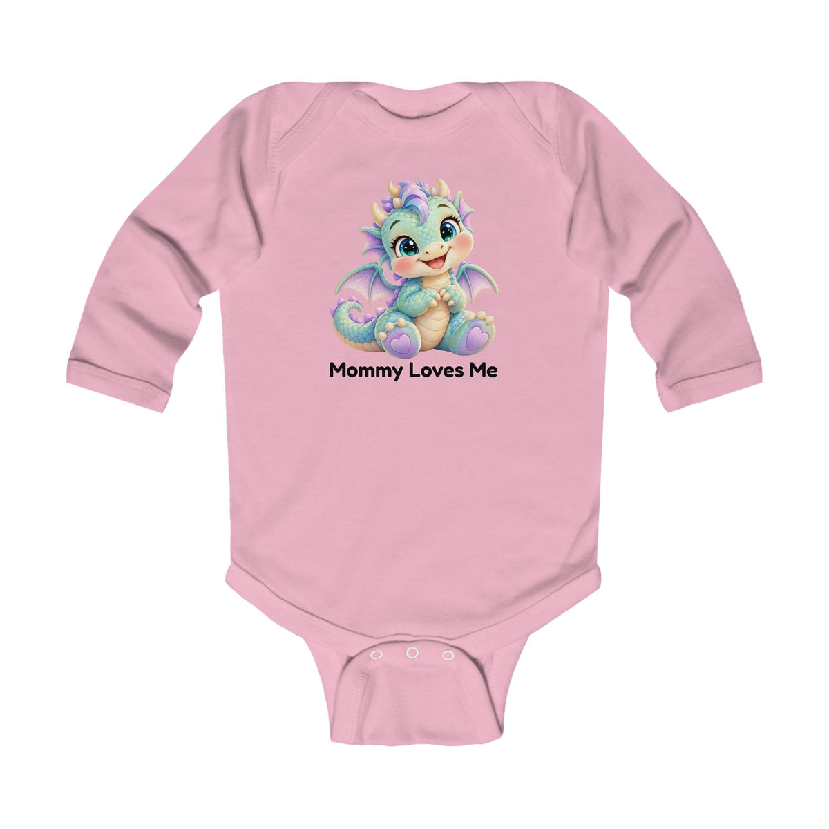 Dazzle Dew Mommy Loves Me Long Sleeve Baby Bodysuit - Cute Baby Dragon Onesie