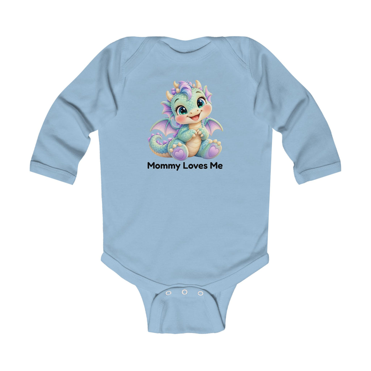 Dazzle Dew Mommy Loves Me Long Sleeve Baby Bodysuit - Cute Baby Dragon Onesie