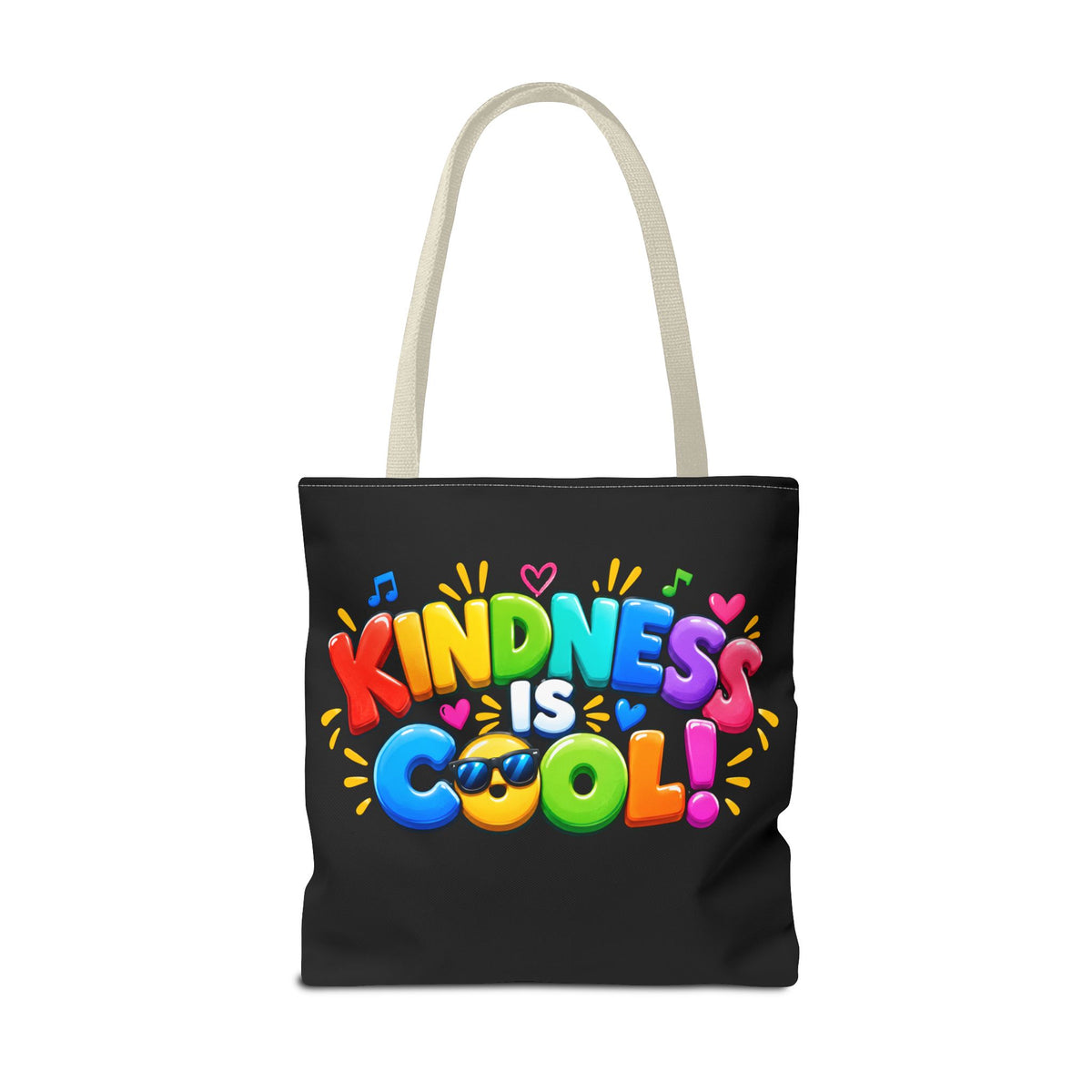 Kindness Is Cool Teacher Tote Bag | Black Tote with Colorful Handles | Teacher Gift